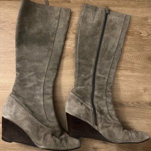 Cole Haan Gray Suede Tall Boots